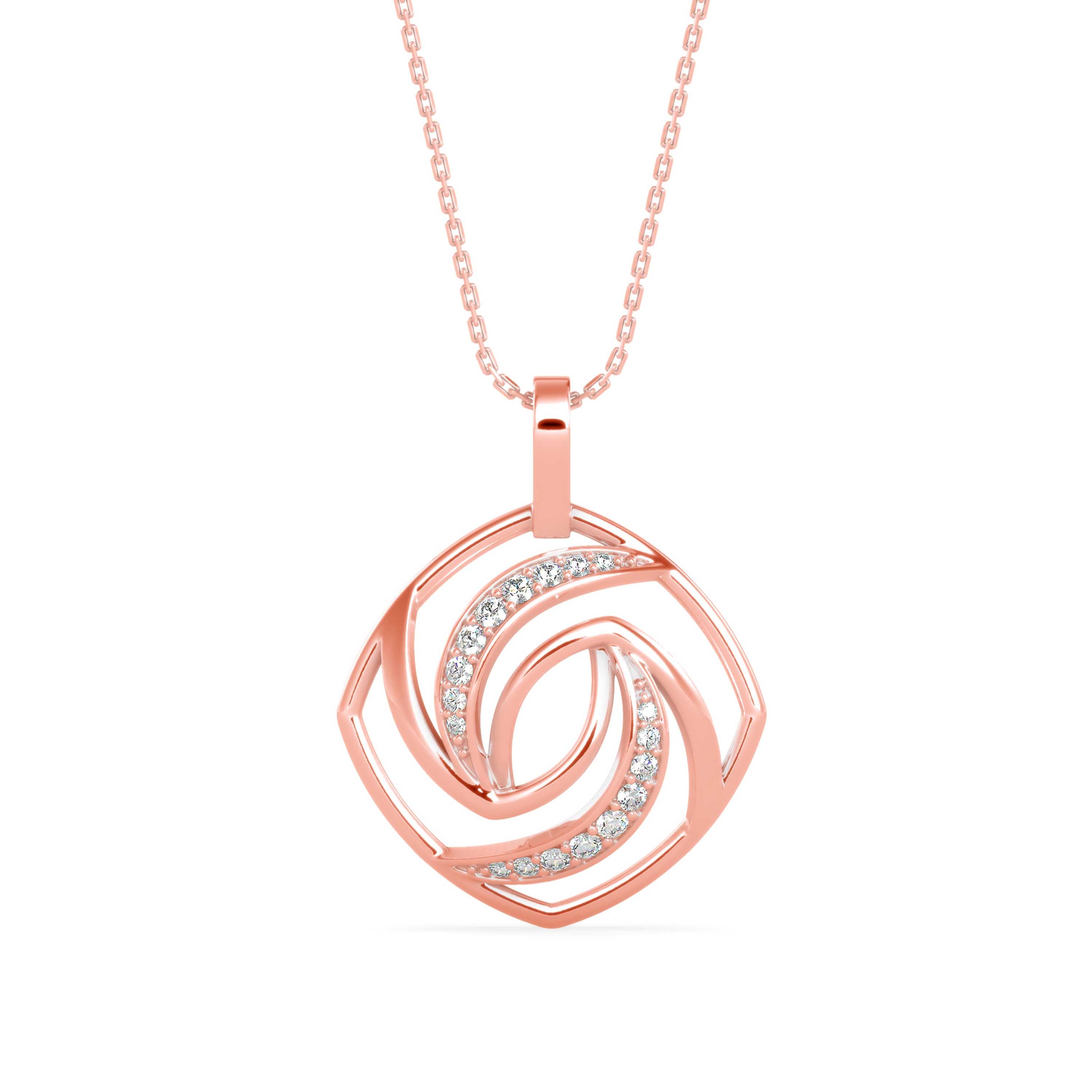 Slant Diamond Pendant-Rose Gold
