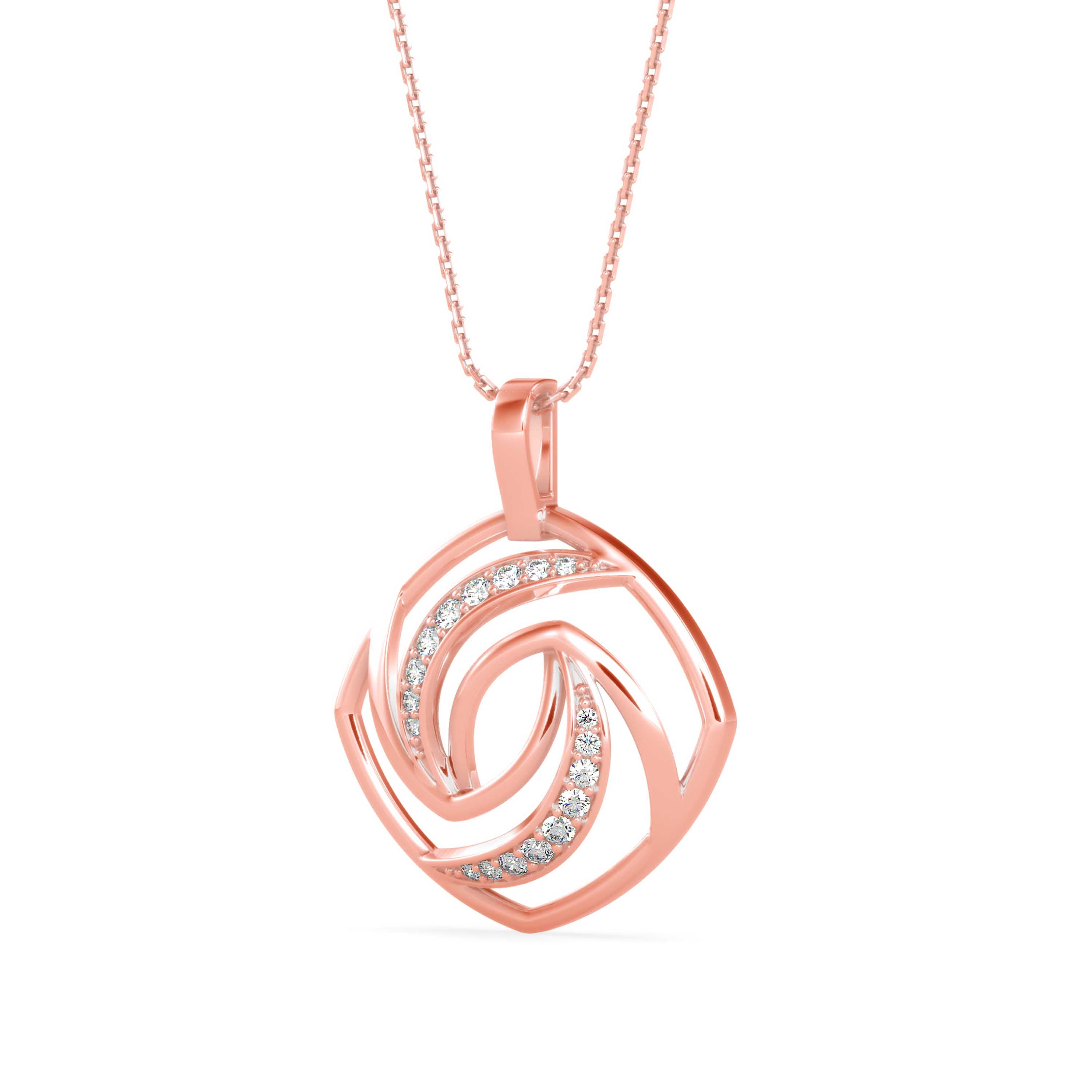 Slant Diamond Pendant-Rose Gold