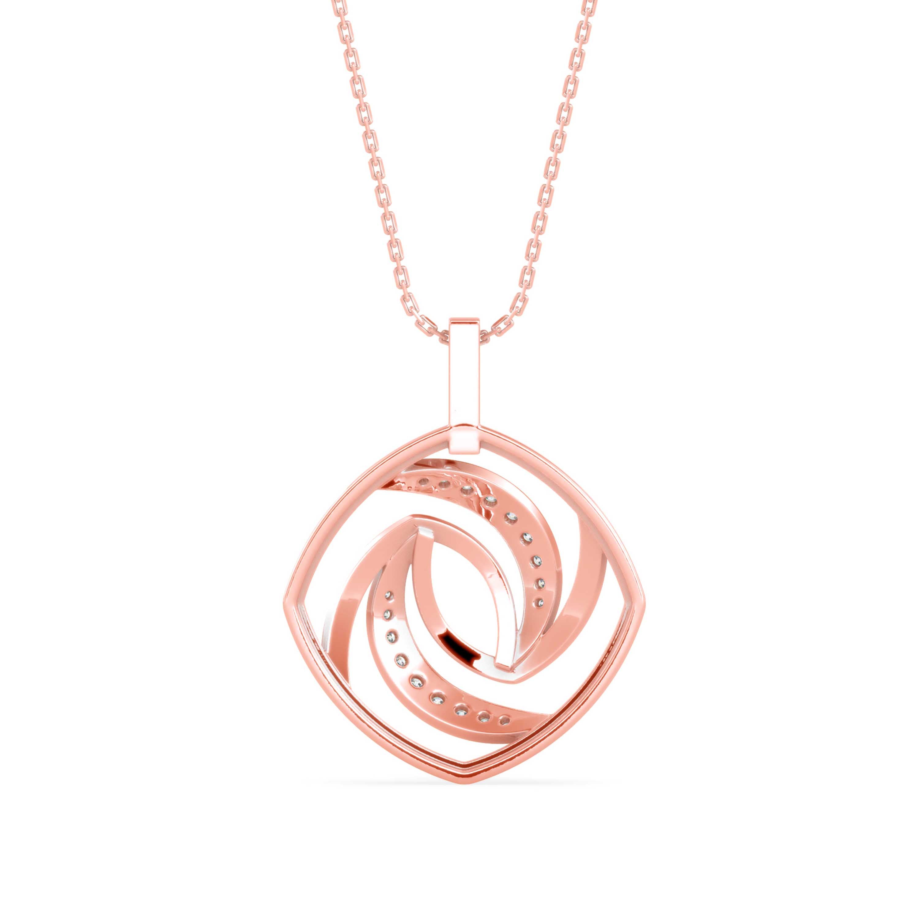 Slant Diamond Pendant-Rose Gold
