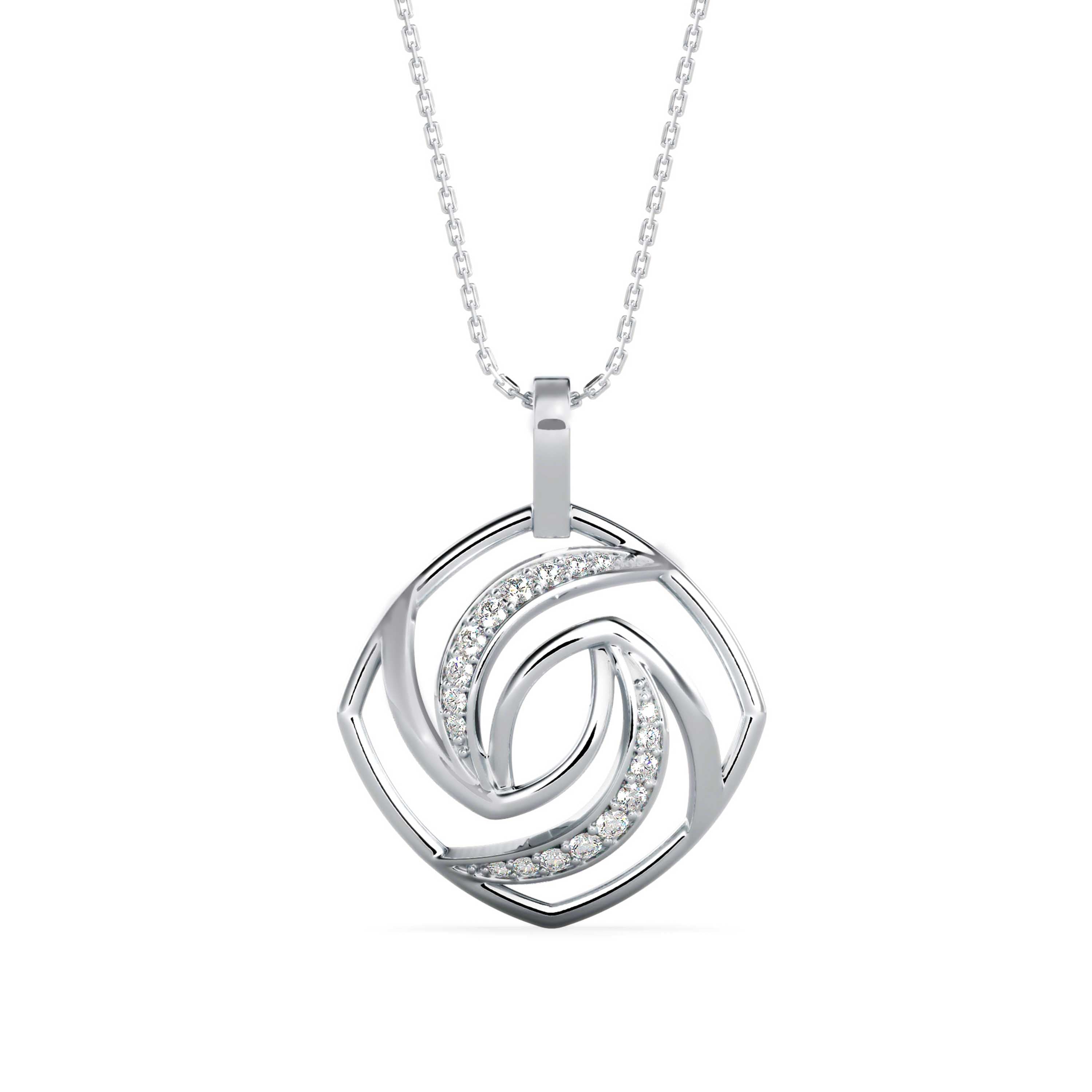 Slant Diamond Pendant-silver