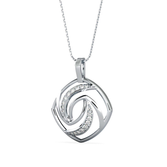 Slant Diamond Pendant-silver