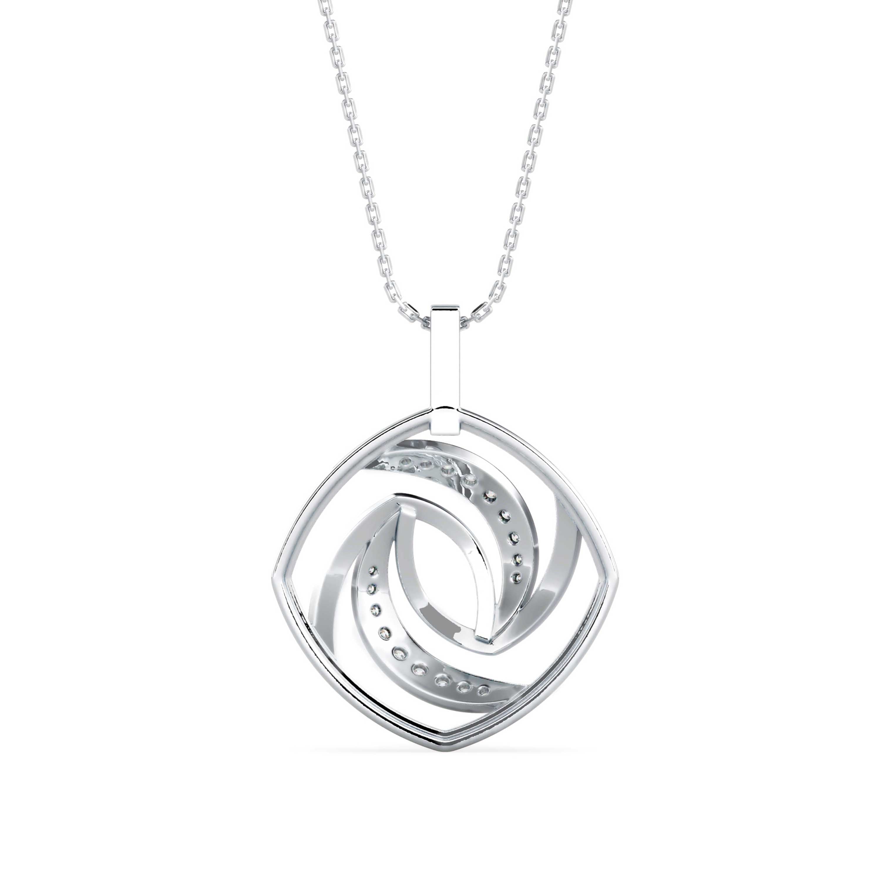 Slant Diamond Pendant-silver