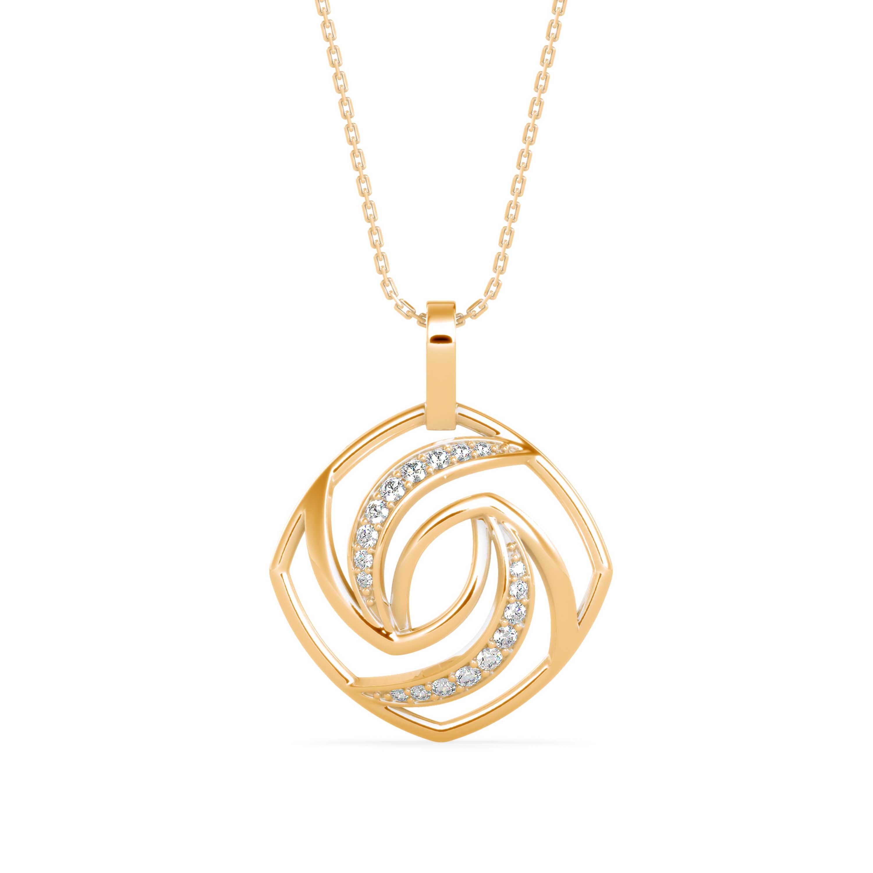 Slant Diamond Pendant- Golden