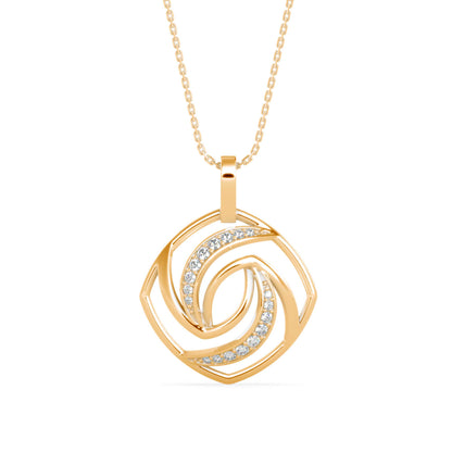Slant Diamond Pendant- Golden