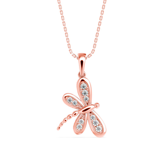 Zoea Charm Diamond Pendant-Rose Gold