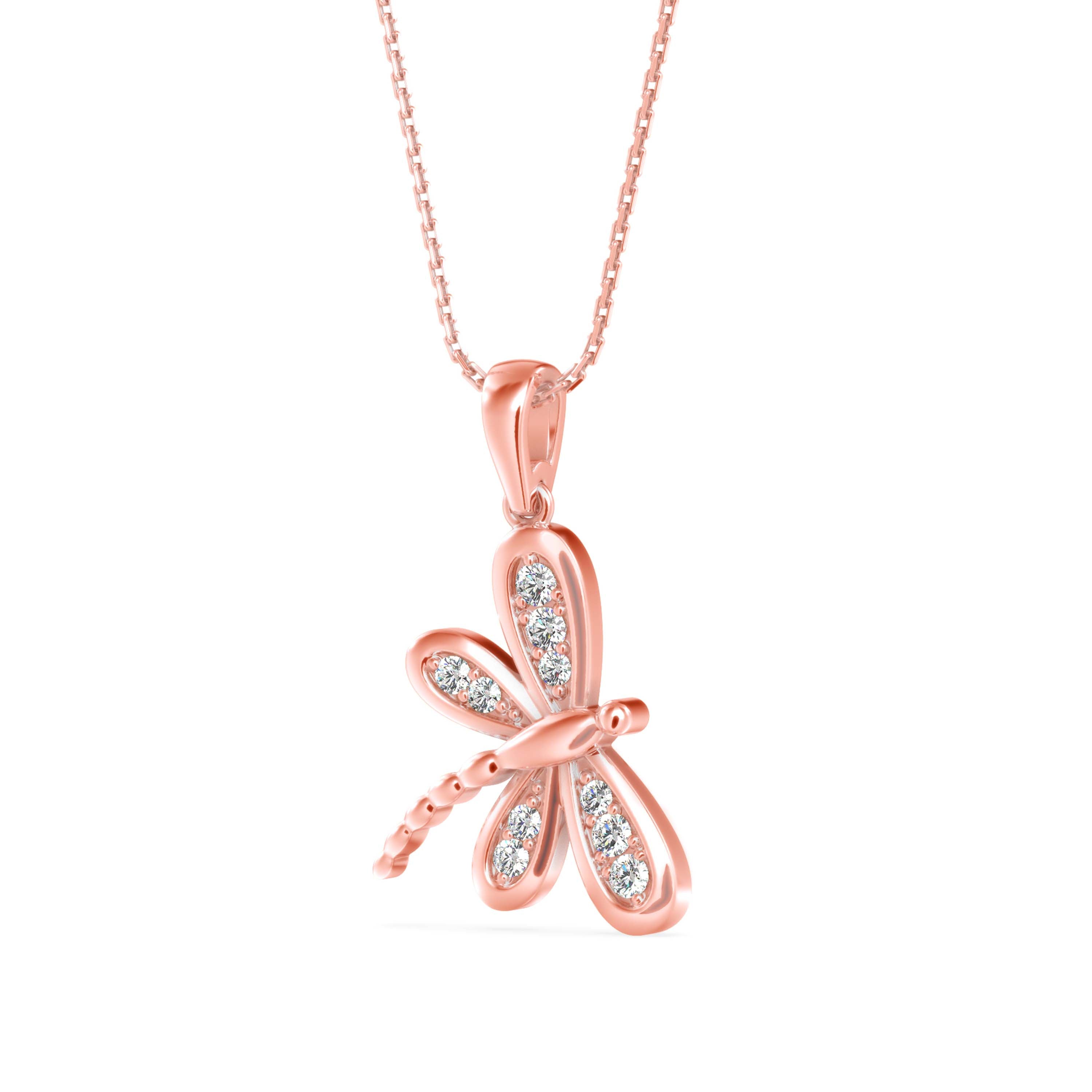 Zoea Charm Diamond Pendant-Rose Gold