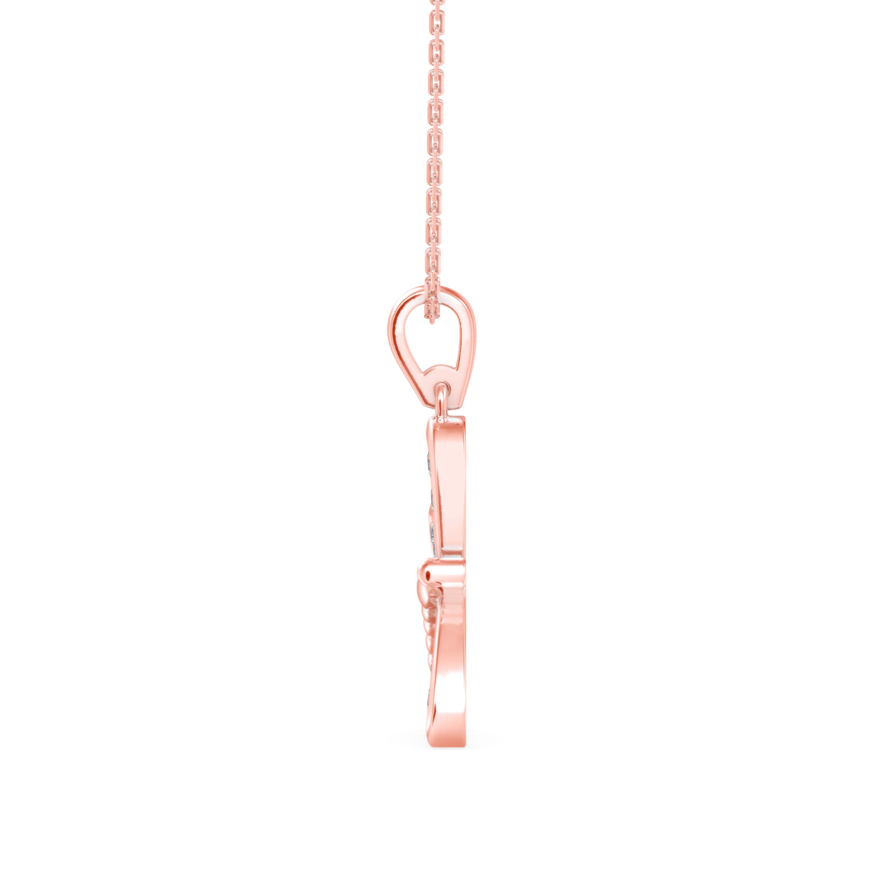 Zoea Charm Diamond Pendant-Rose Gold