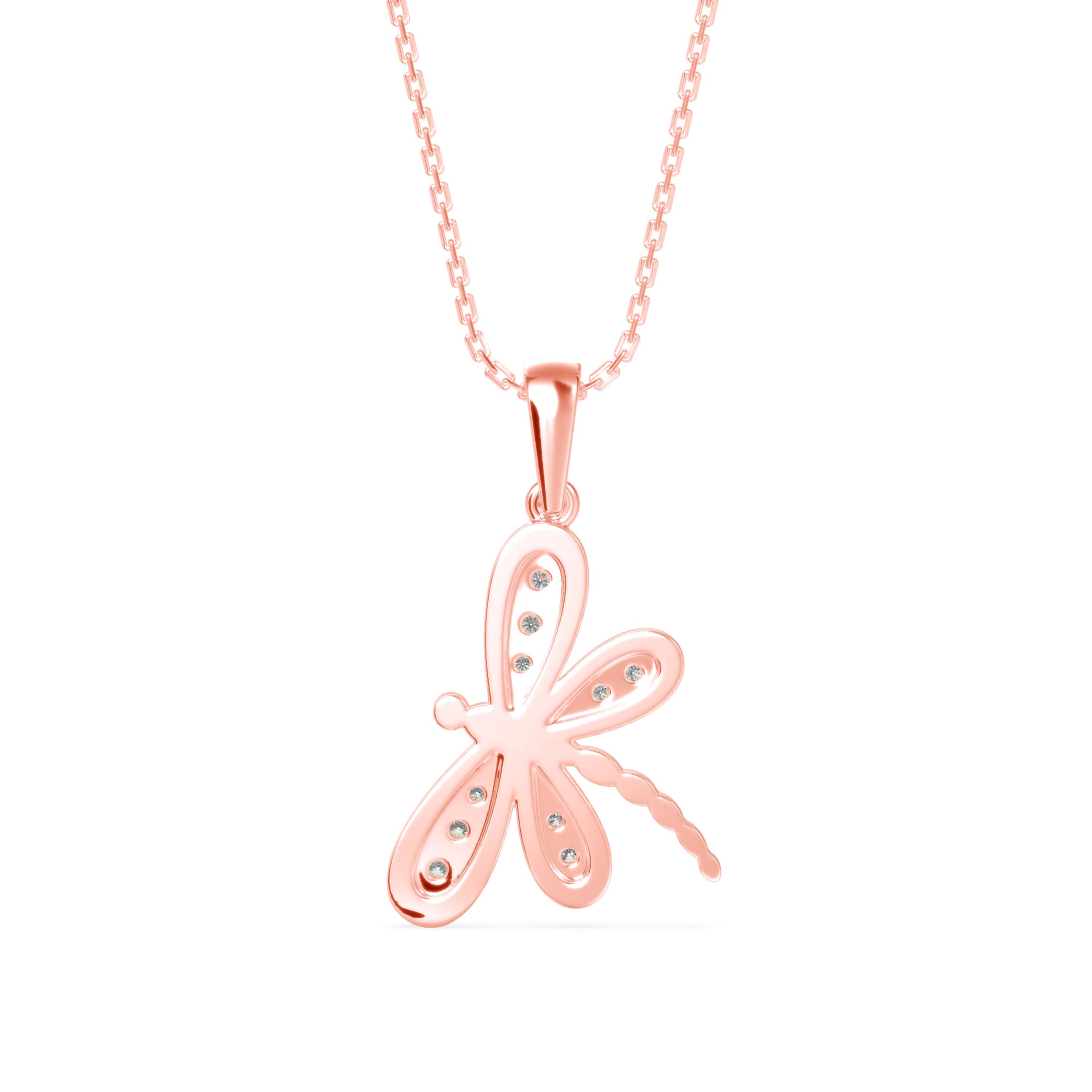 Zoea Charm Diamond Pendant-Rose Gold