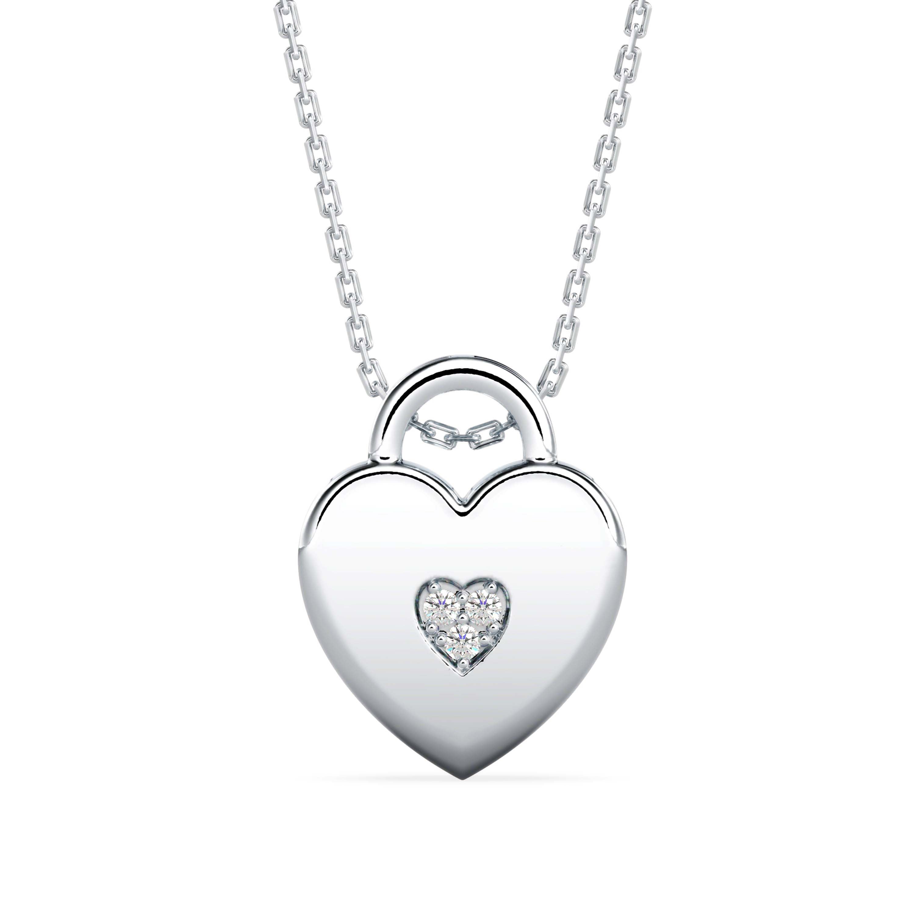 Exalt Heart Diamond Pendant-Sliver