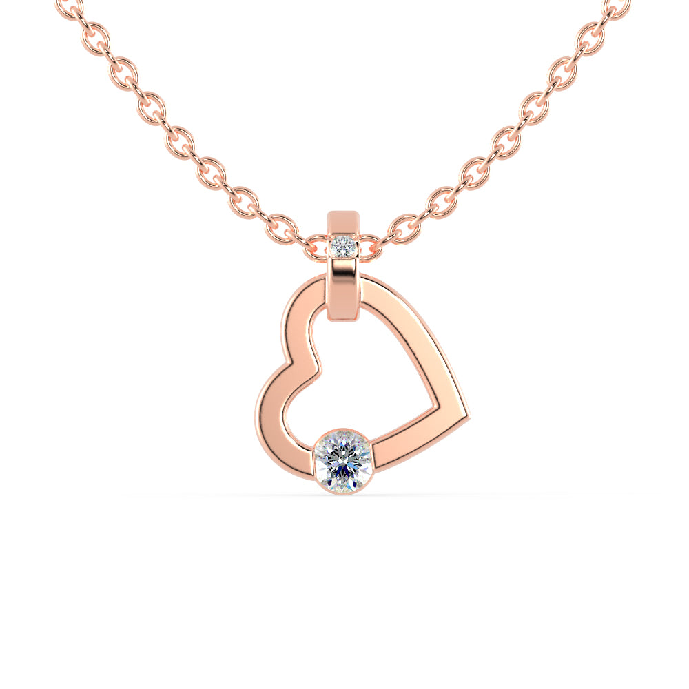 Joy Heart Diamond Pendant-Rose Gold