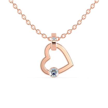Joy Heart Diamond Pendant-Rose Gold