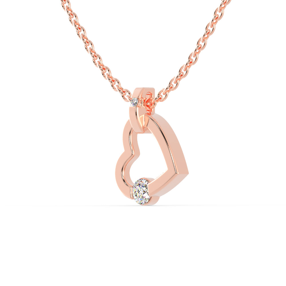 Joy Heart Diamond Pendant-Rose Gold