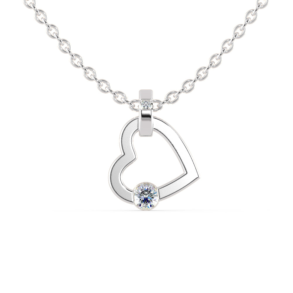 Joy Heart Diamond Pendant-Silver
