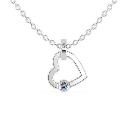 Joy Heart Diamond Pendant-Silver