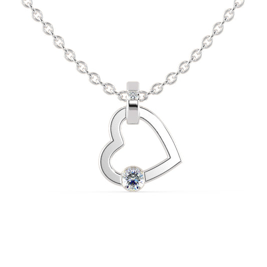 Joy Heart Diamond Pendant-Silver