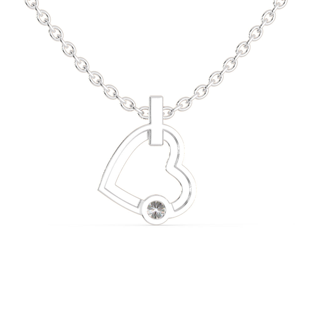 Joy Heart Diamond Pendant-Silver