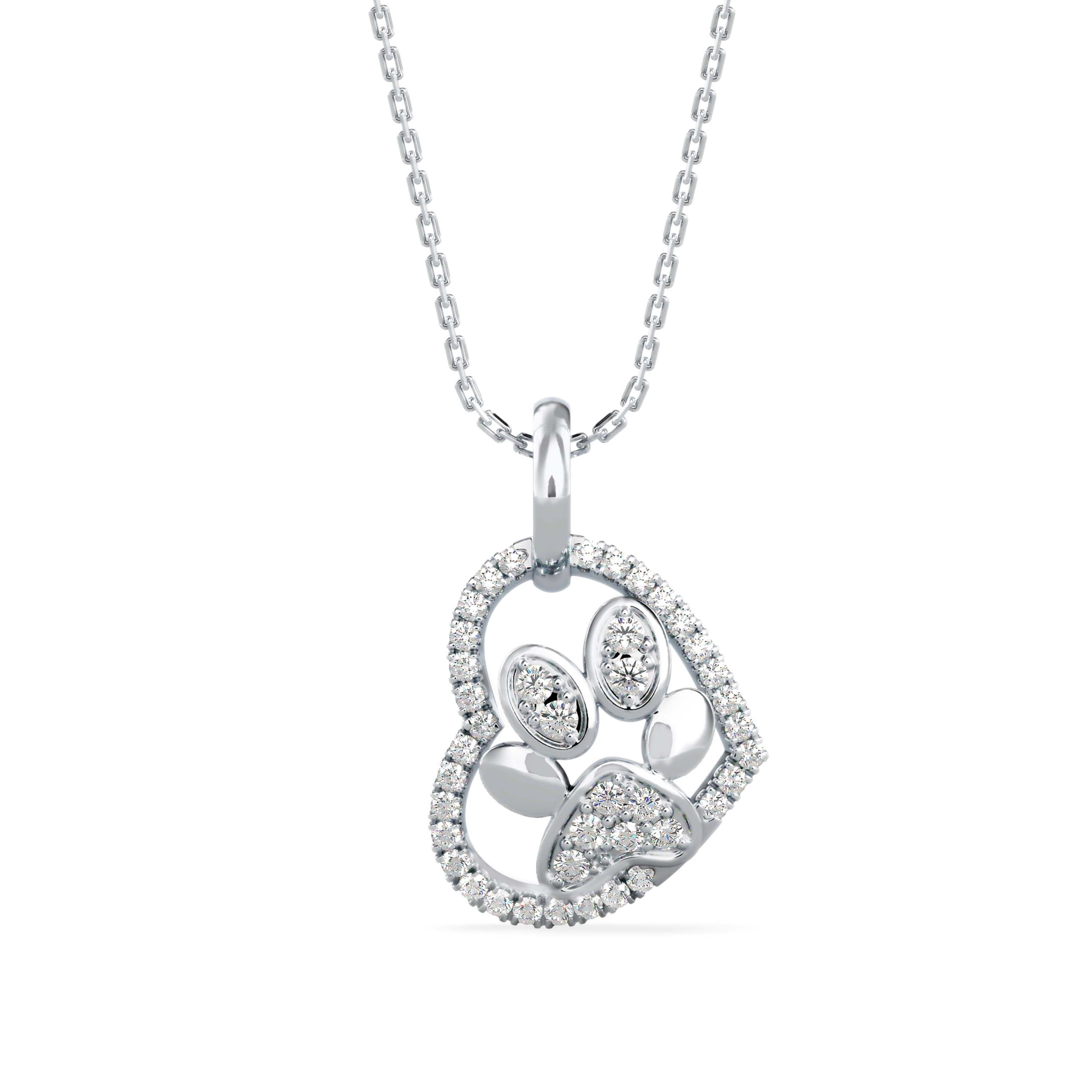 Amiable Heart Diamond Pendant-Silver