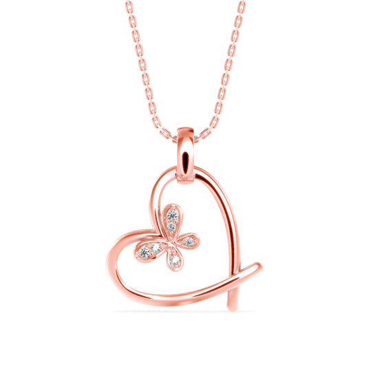 Cosmic Heart Diamond Pendant-Rose Gold
