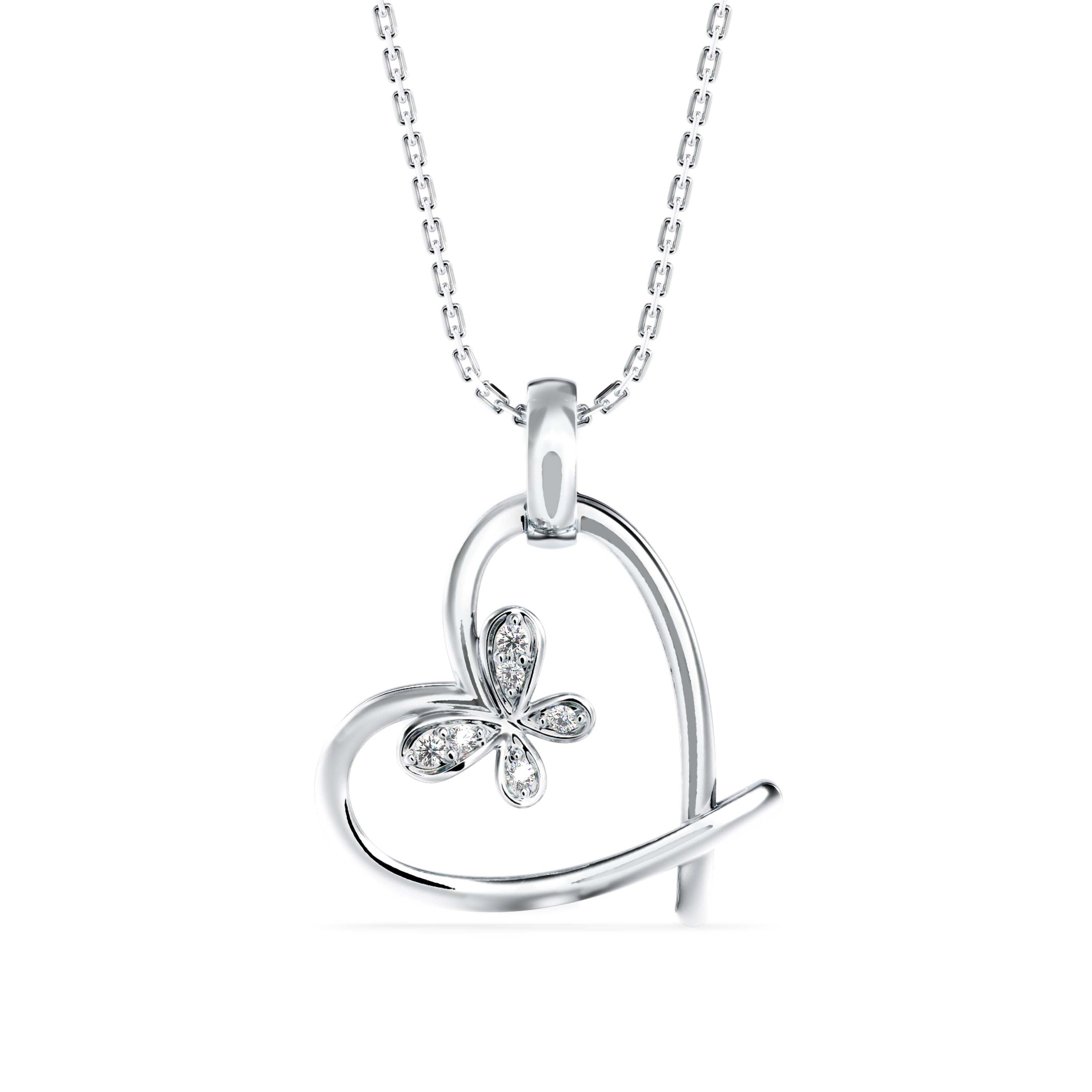Cosmic Heart Diamond Pendant-Sliver
