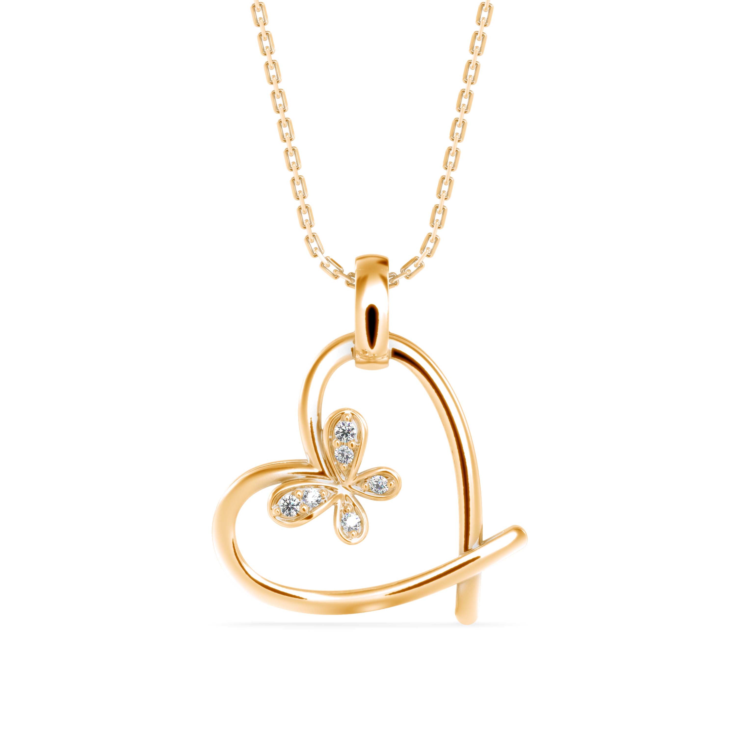 Cosmic Heart Diamond Pendant-Golden
