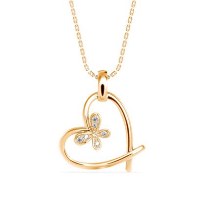 Cosmic Heart Diamond Pendant-Golden