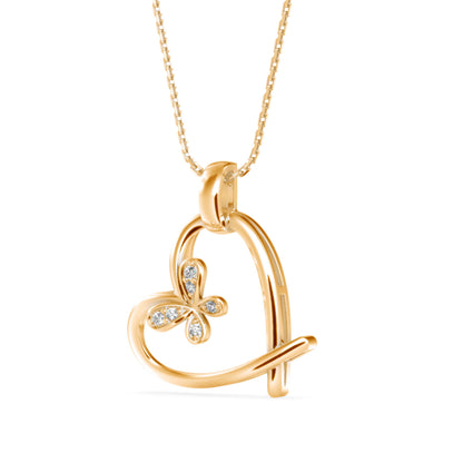 Cosmic Heart Diamond Pendant-Golden