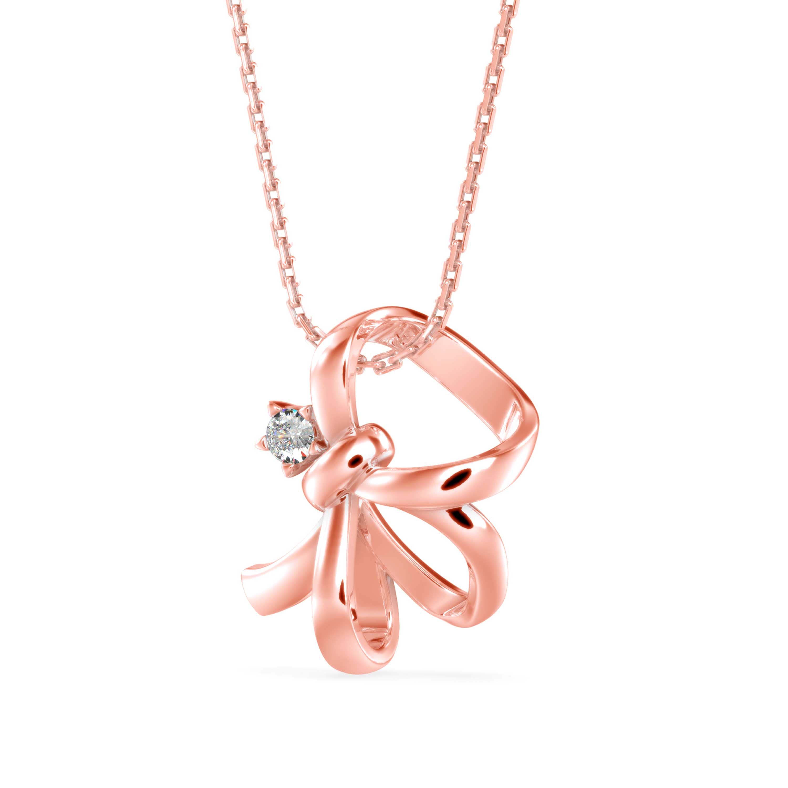 Agate Charm Diamond Pendant-Rose Gold