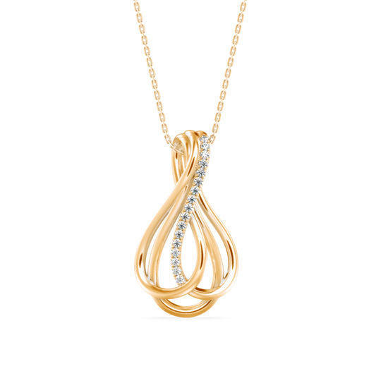 Covel Charm Diamond Pendant-Golden