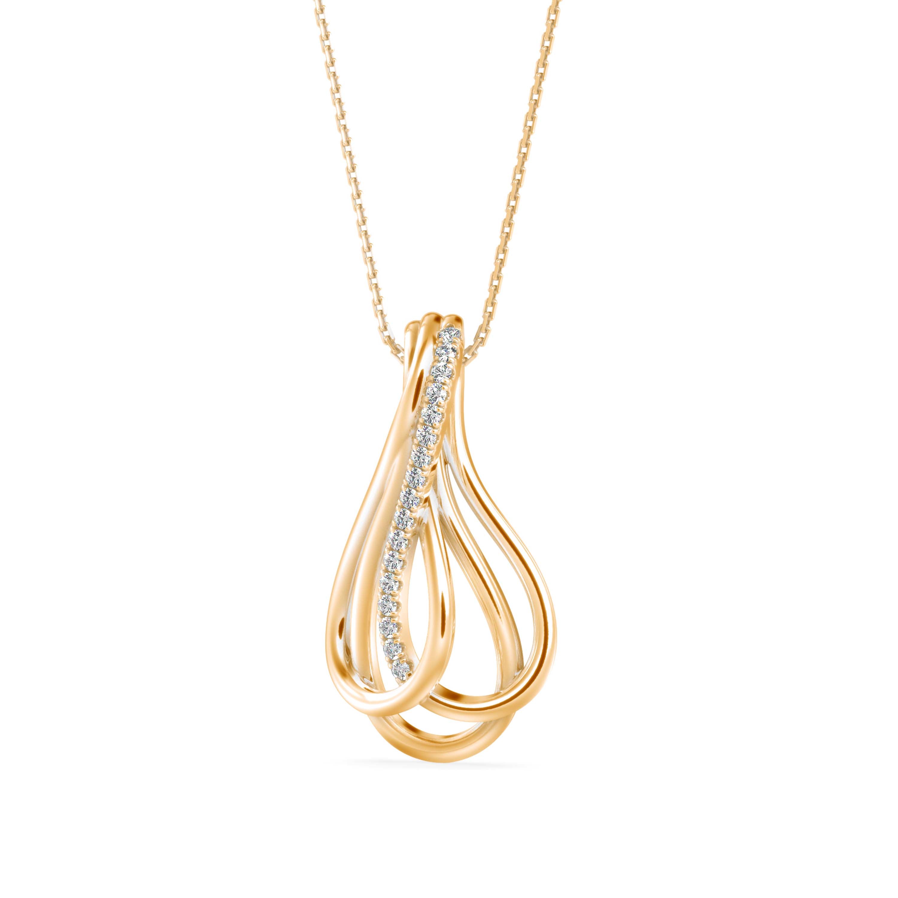 Covel Charm Diamond Pendant-Golden