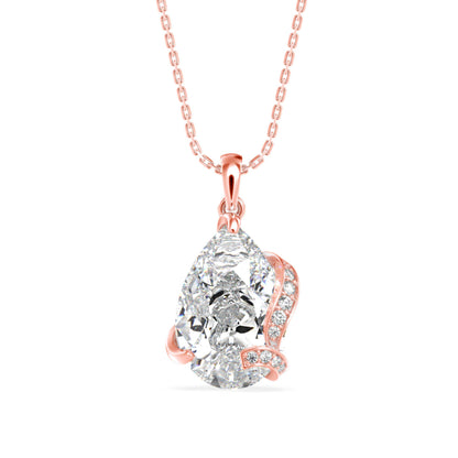 Foxy Pear Diamond Pendant-Rose Gold
