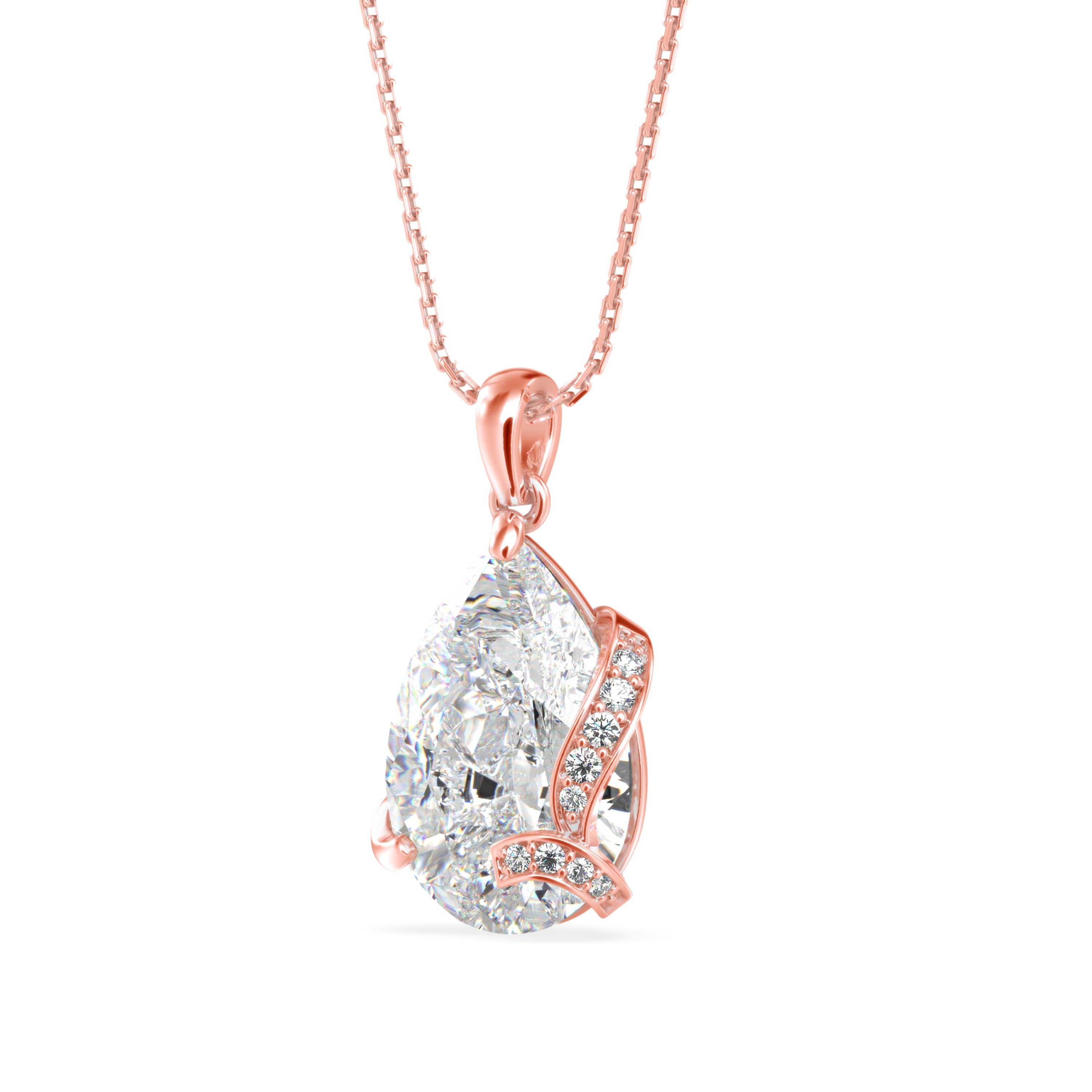 Foxy Pear Diamond Pendant-Rose Gold