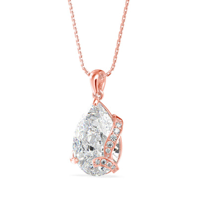 Foxy Pear Diamond Pendant-Rose Gold