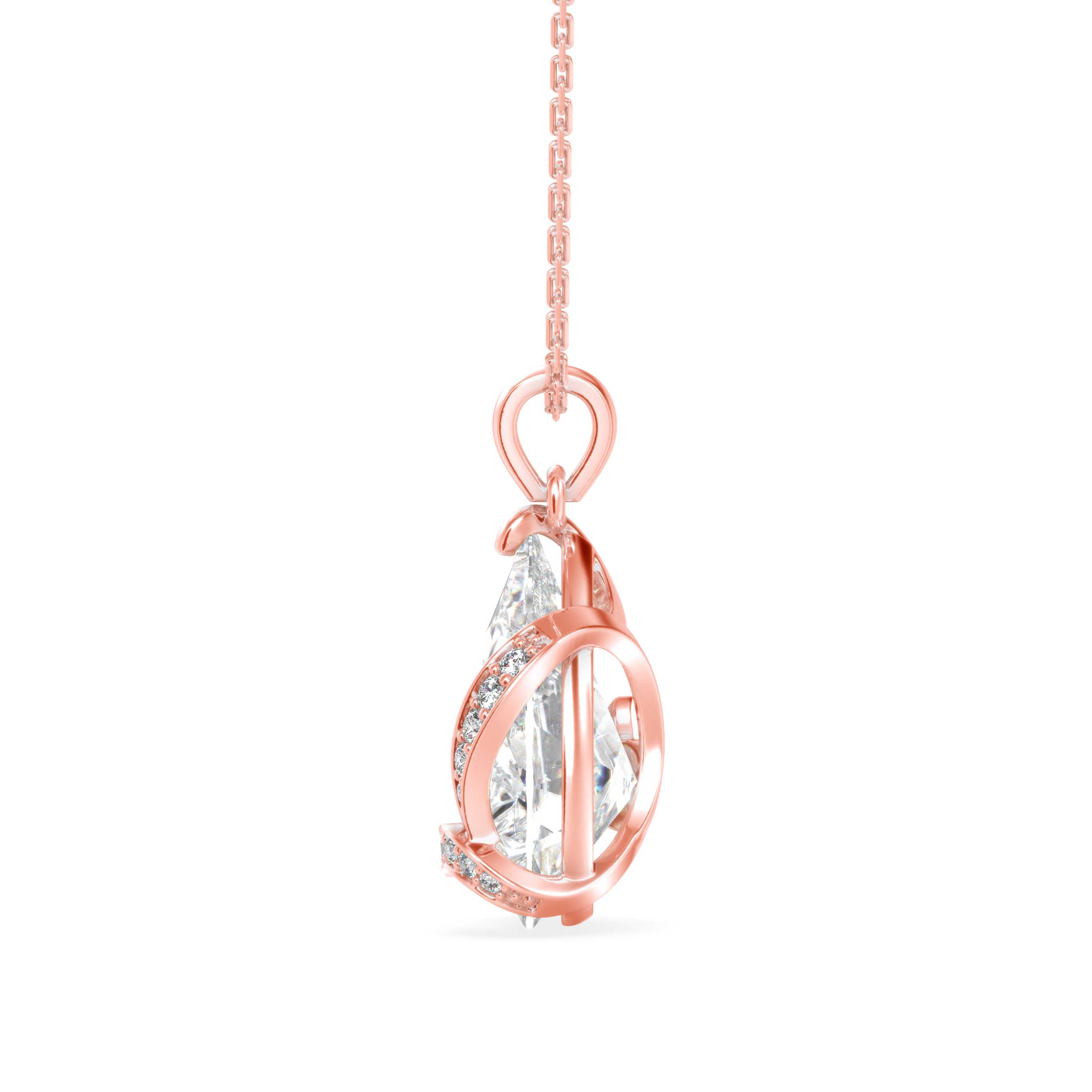 Foxy Pear Diamond Pendant-Rose Gold