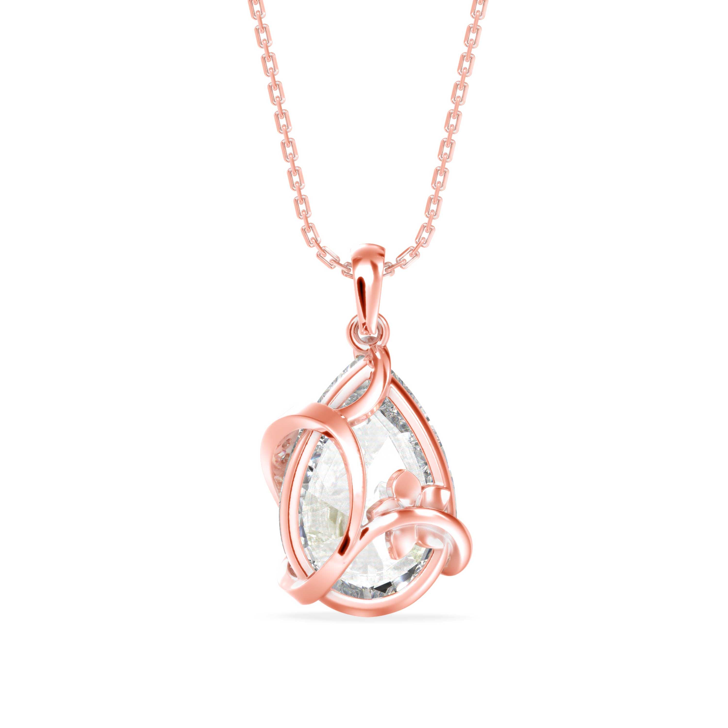 Foxy Pear Diamond Pendant-Rose Gold