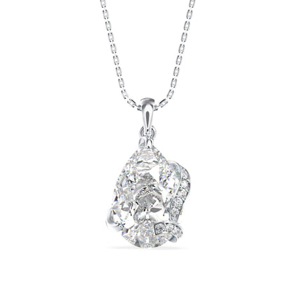 Foxy Pear Diamond Pendant-Silver