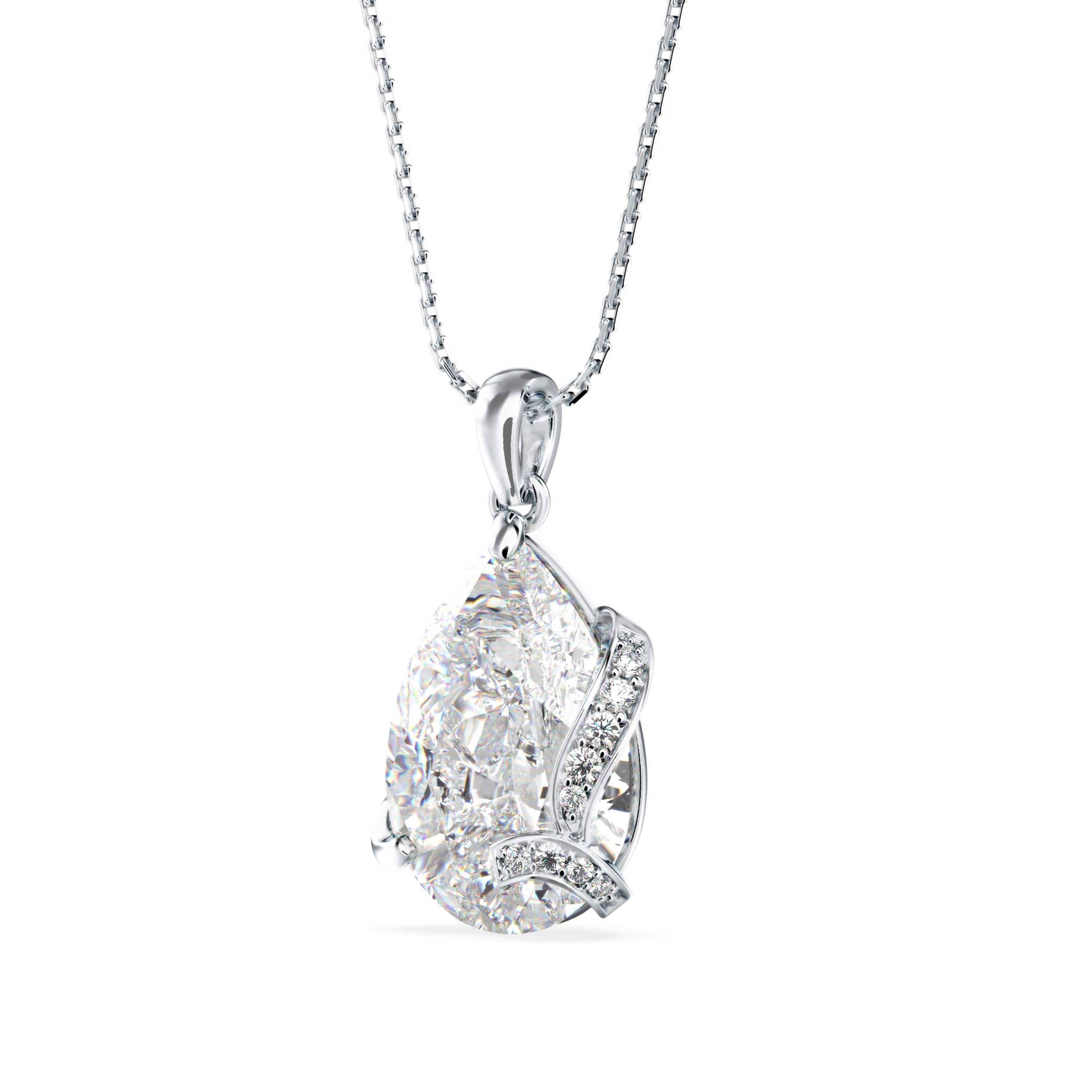 Foxy Pear Diamond Pendant-Silver