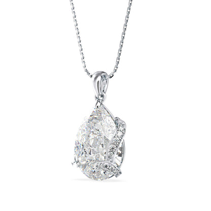 Foxy Pear Diamond Pendant-Silver