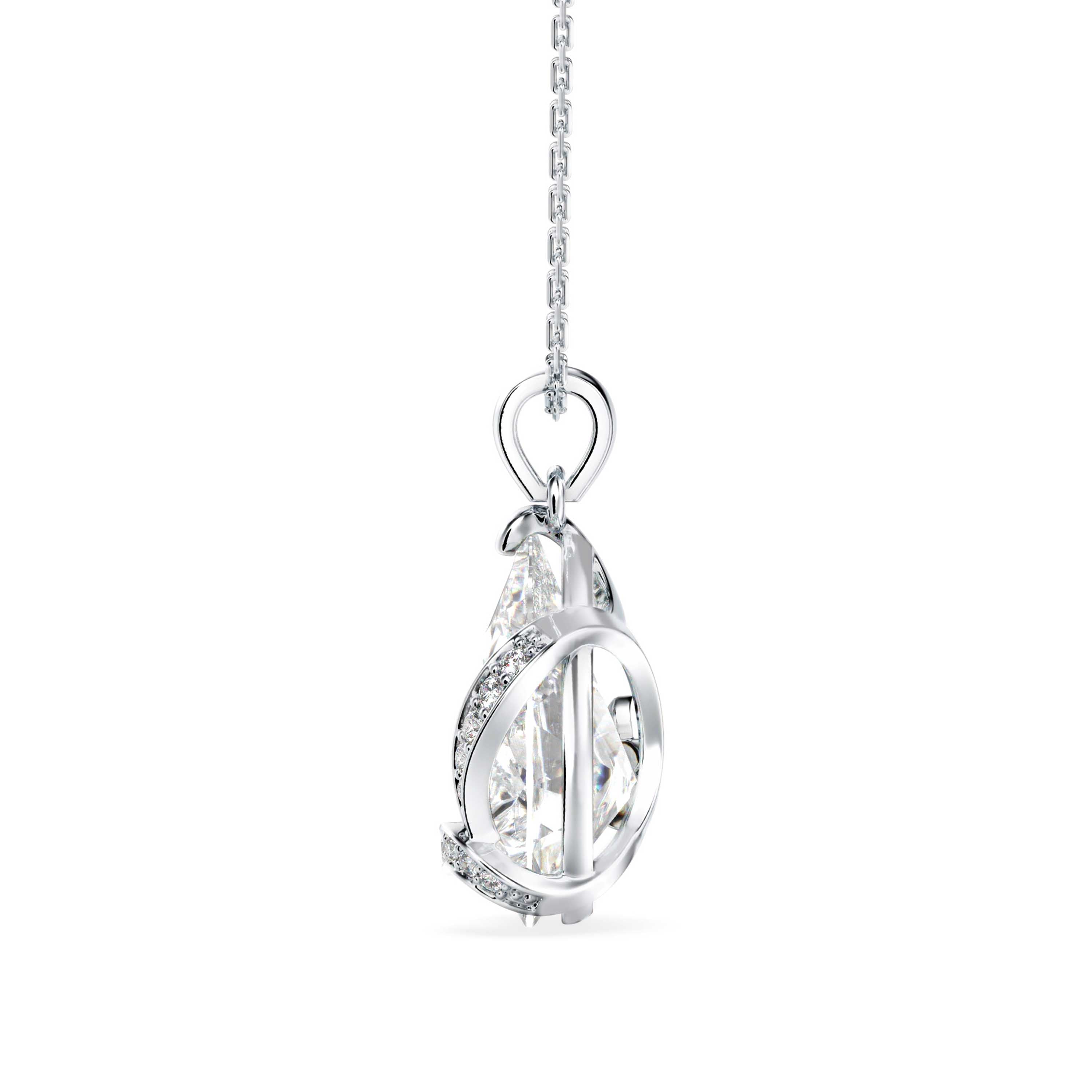 Foxy Pear Diamond Pendant-Silver