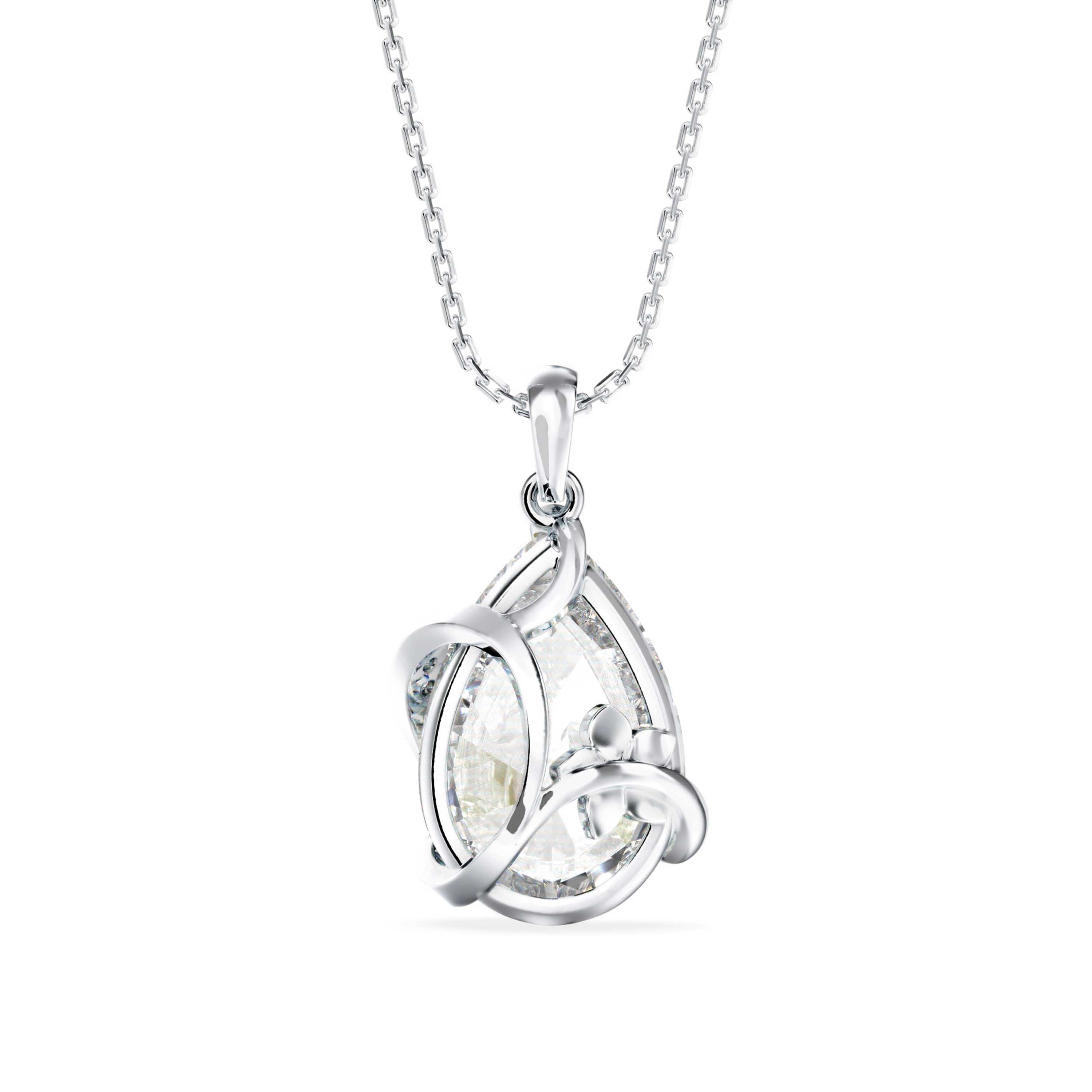 Foxy Pear Diamond Pendant-Silver
