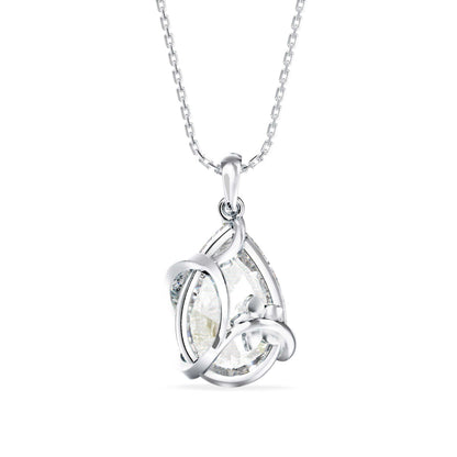 Foxy Pear Diamond Pendant-Silver