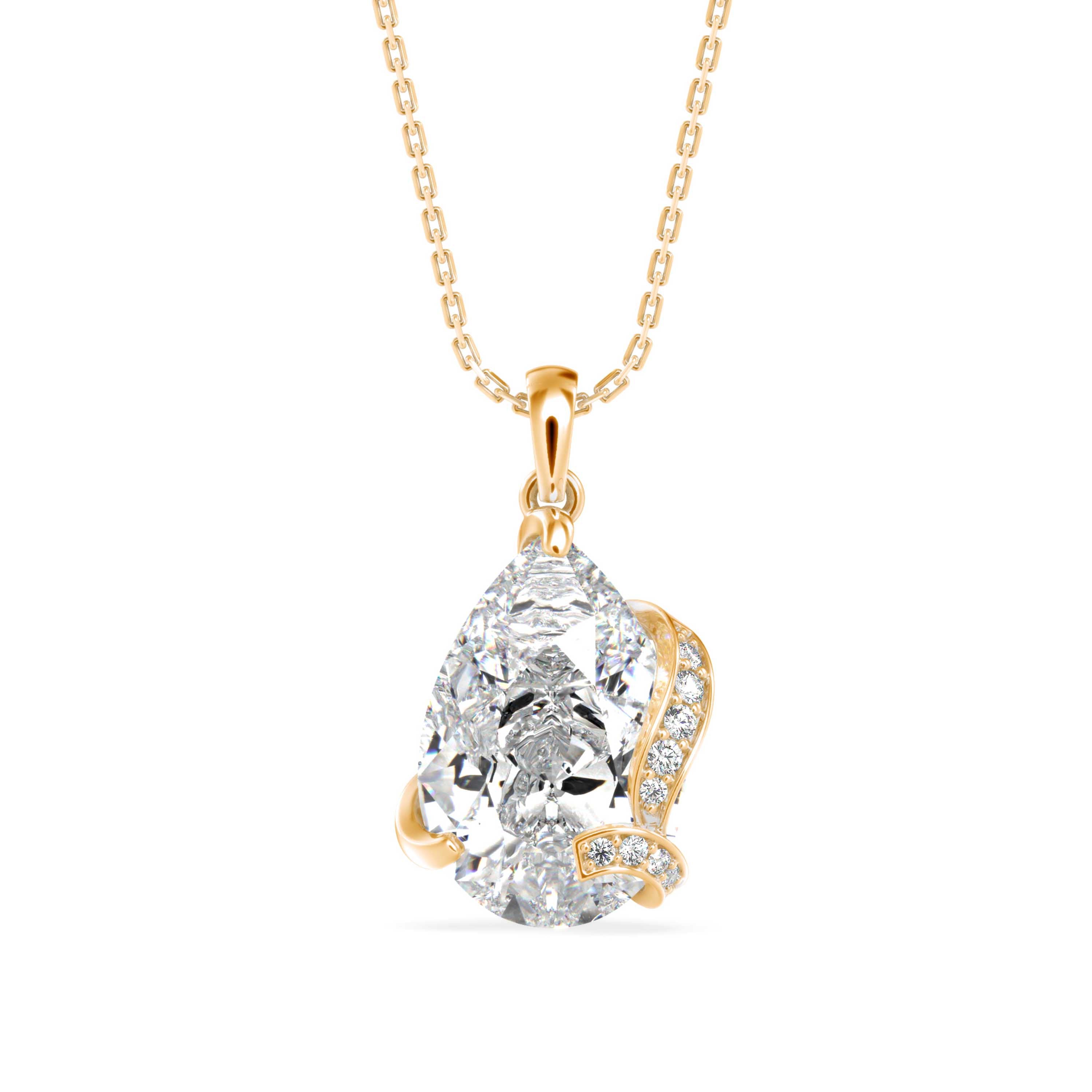 Foxy Pear Diamond Pendant-Gold