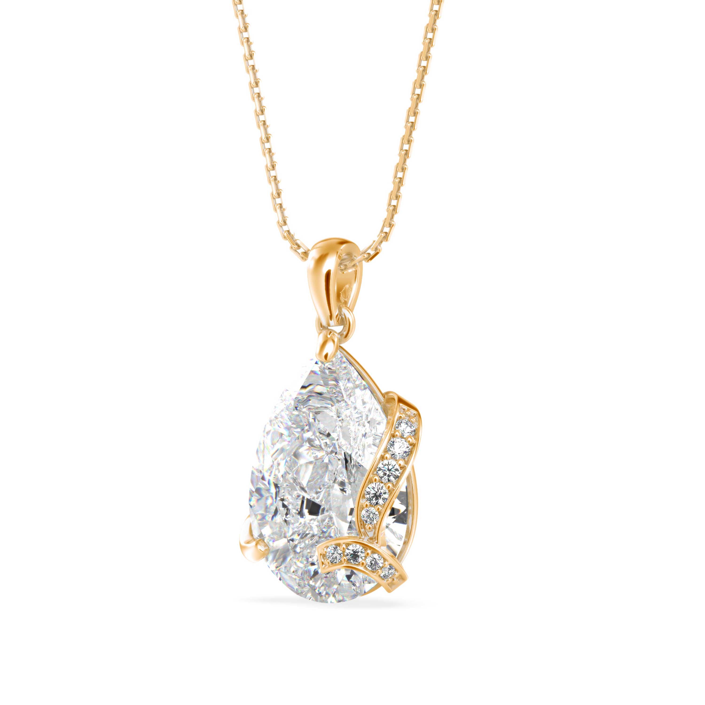 Foxy Pear Diamond Pendant-Gold