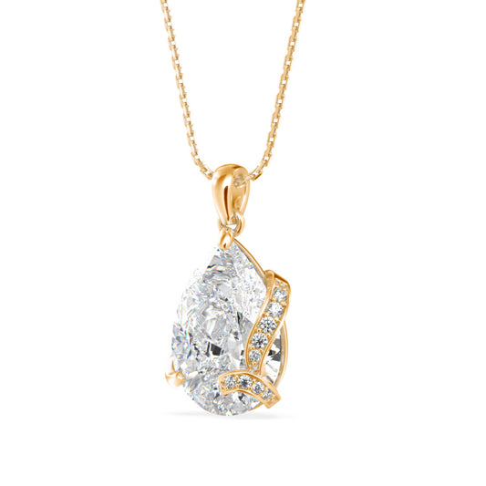 Foxy Pear Diamond Pendant-Gold