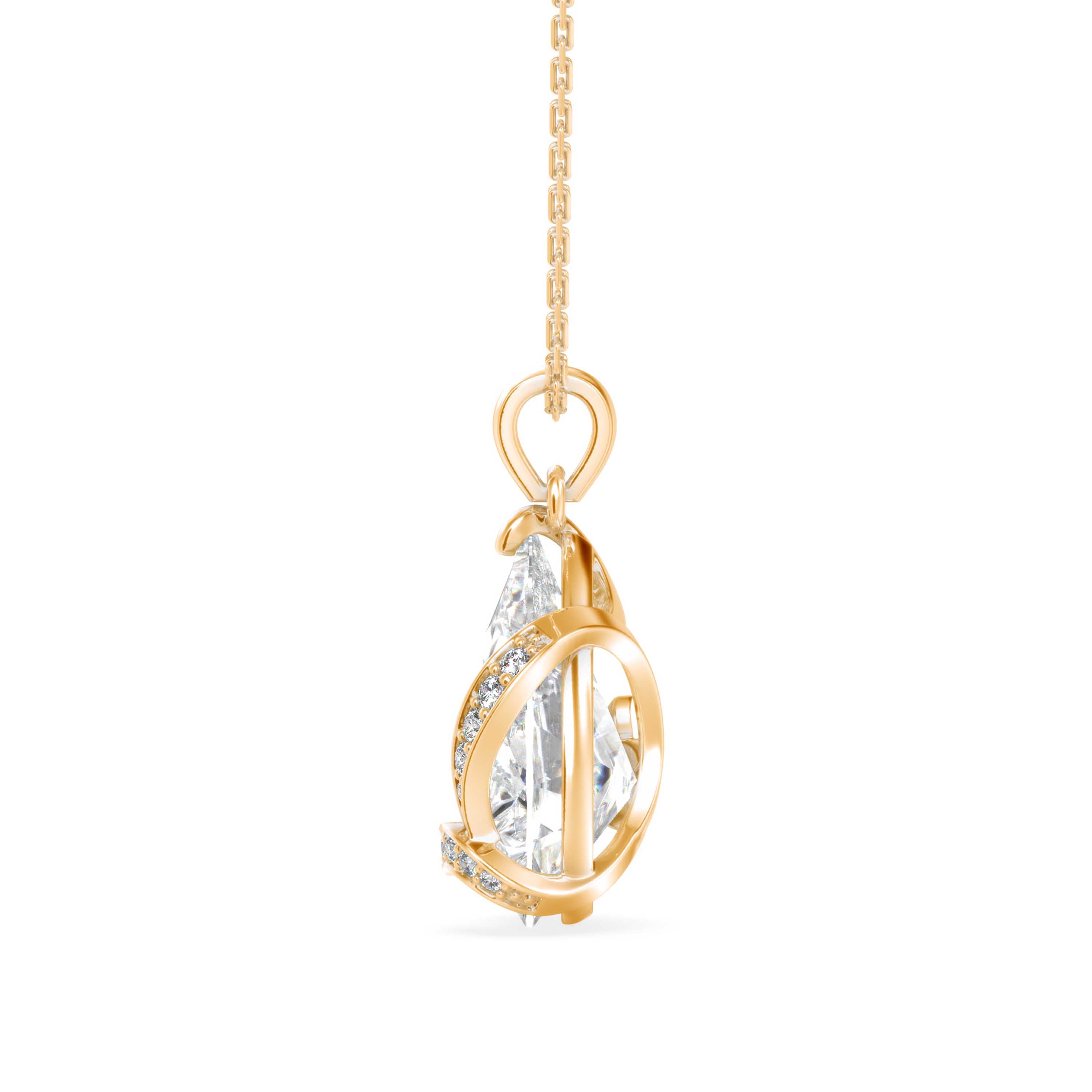 Foxy Pear Diamond Pendant-Gold