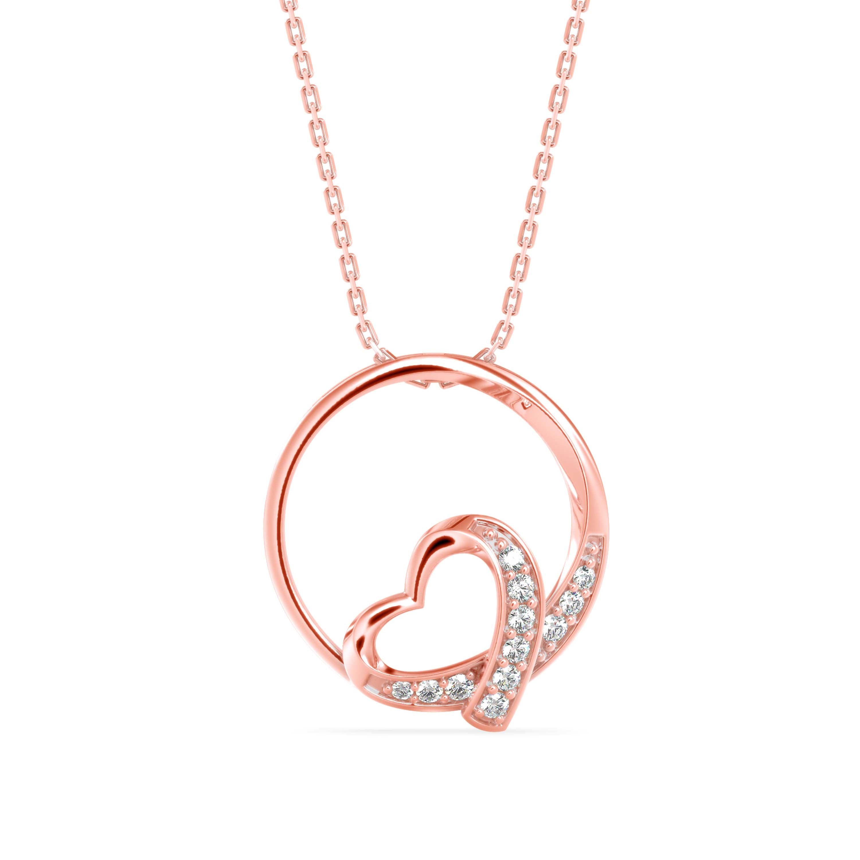 Girdle Heart Diamond Pendant-Rose Gold