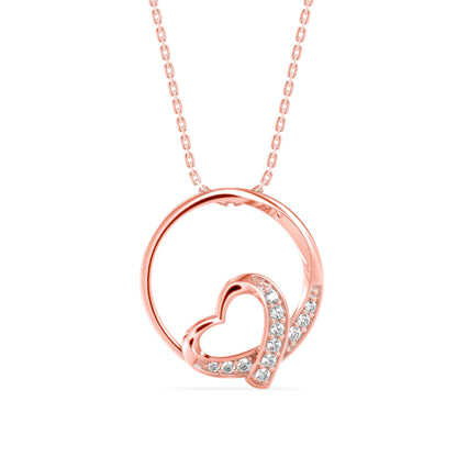Girdle Heart Diamond Pendant-Rose Gold