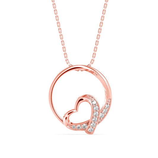 Girdle Heart Diamond Pendant-Rose Gold