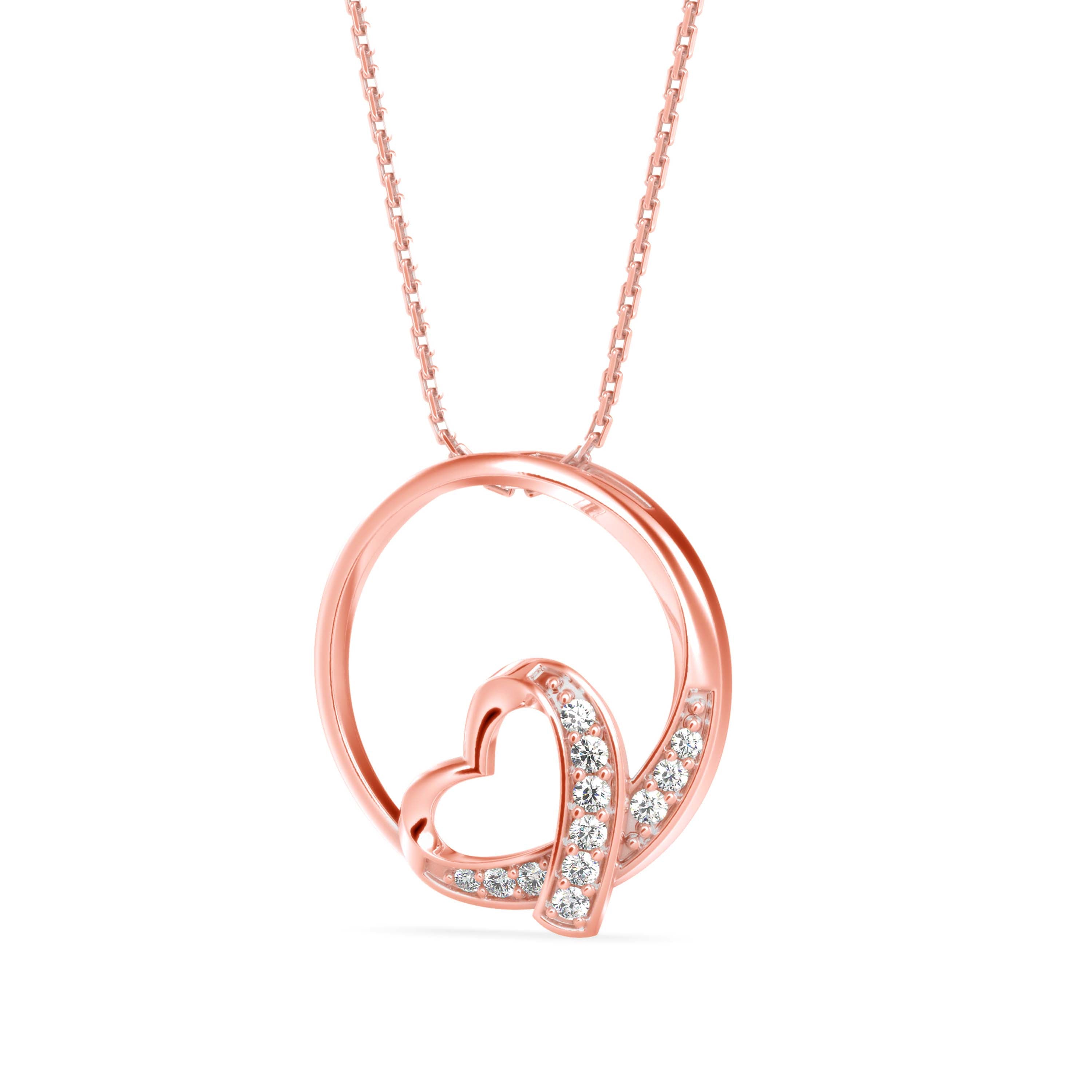 Girdle Heart Diamond Pendant-Rose Gold
