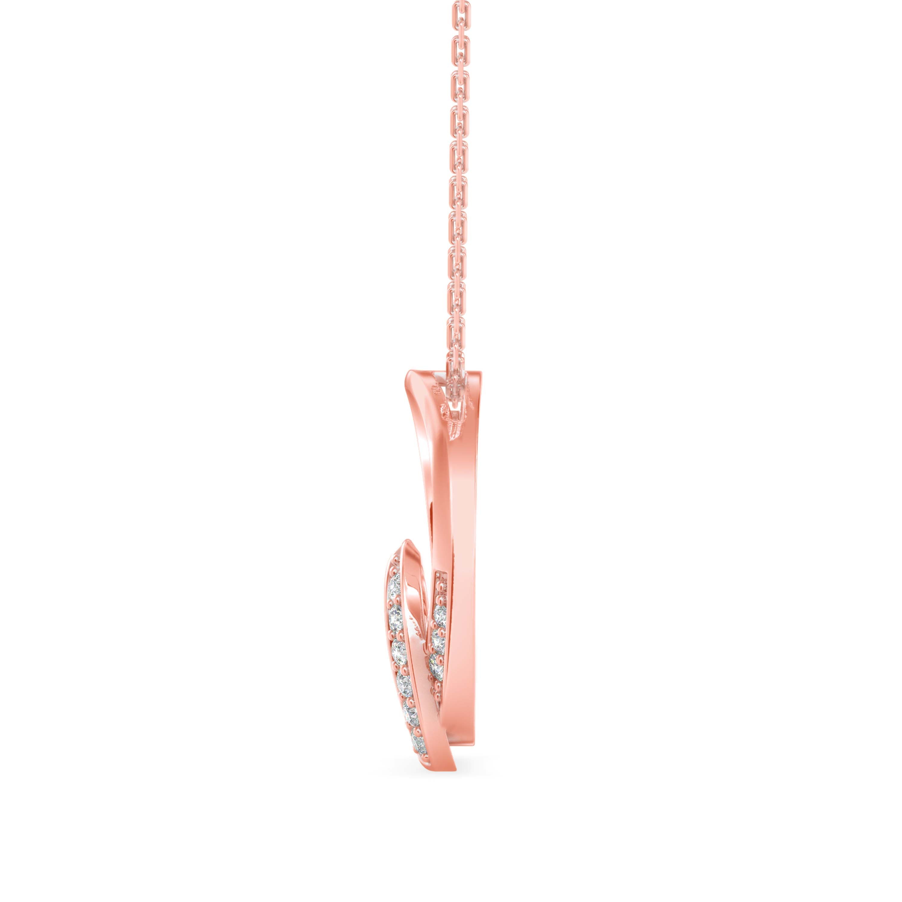 Girdle Heart Diamond Pendant-Rose Gold