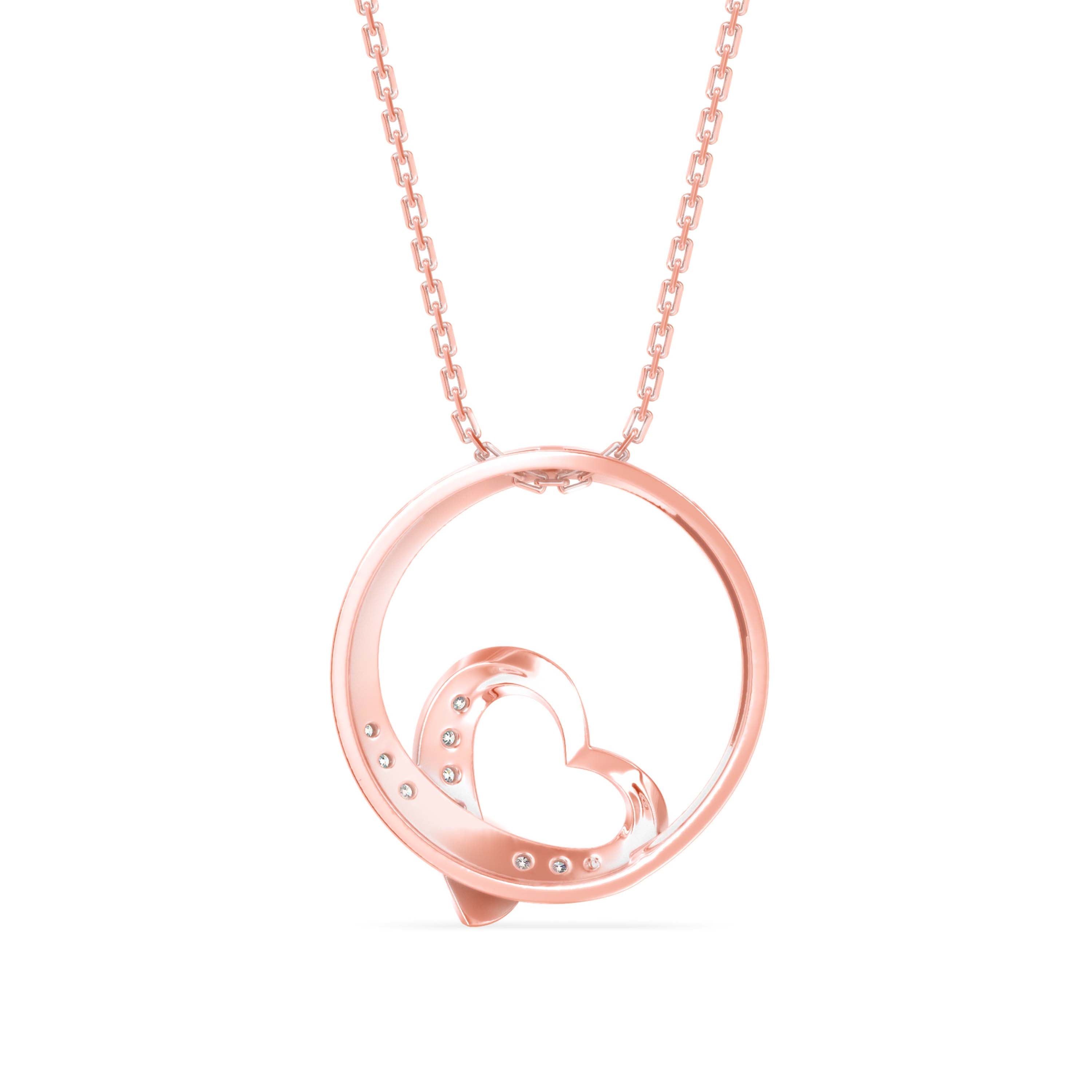 Girdle Heart Diamond Pendant-Rose Gold